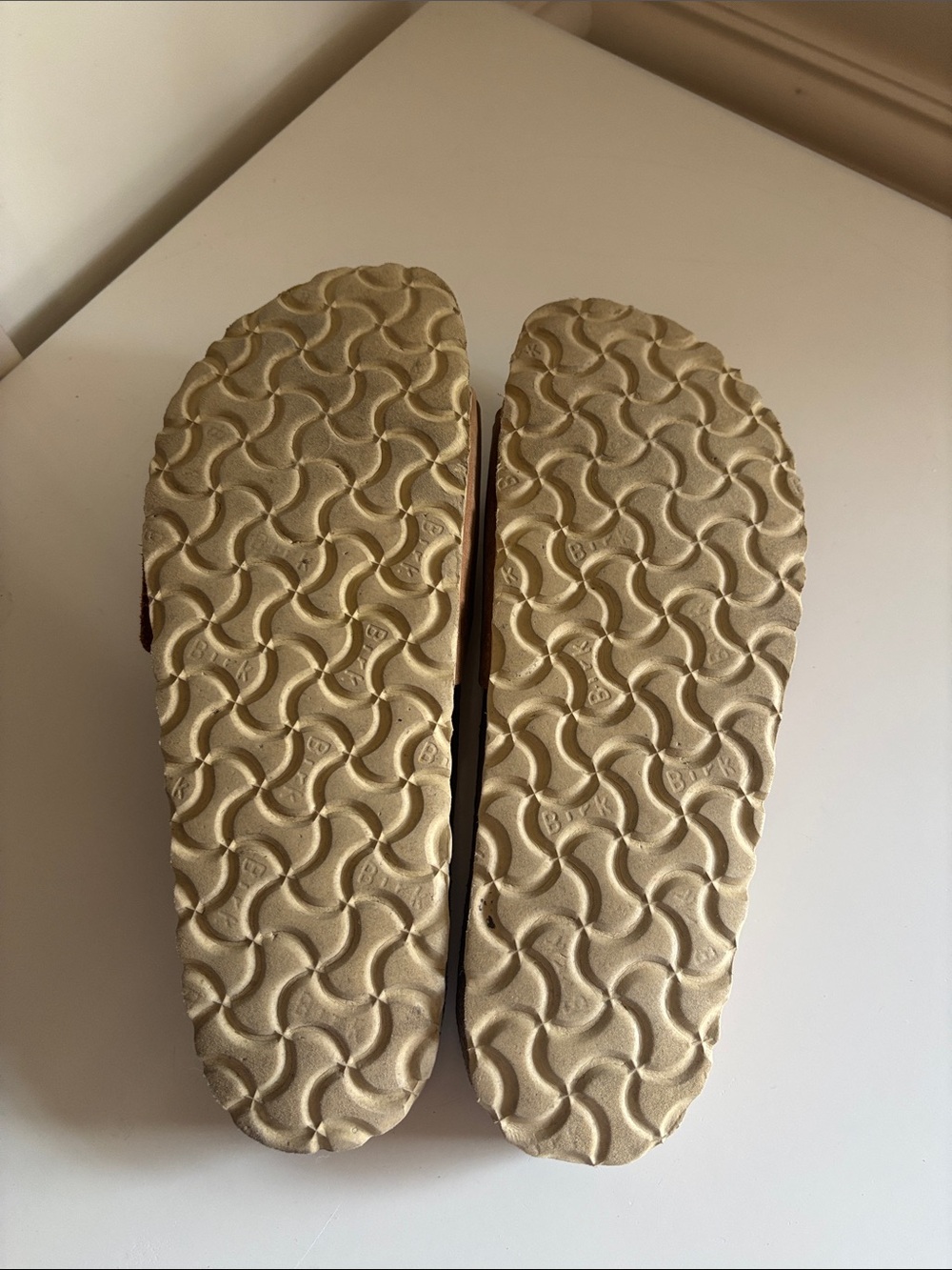 Birkenstock Brown Leather Single-Strap Sandals with Gold Buckles - Picture 2 of 6